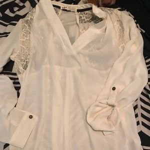 White lace detail top